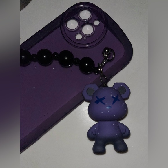 iPhone 12 Pro Purple Transparent Bear Lanyard Phone Case NWT - Picture 3 of 4